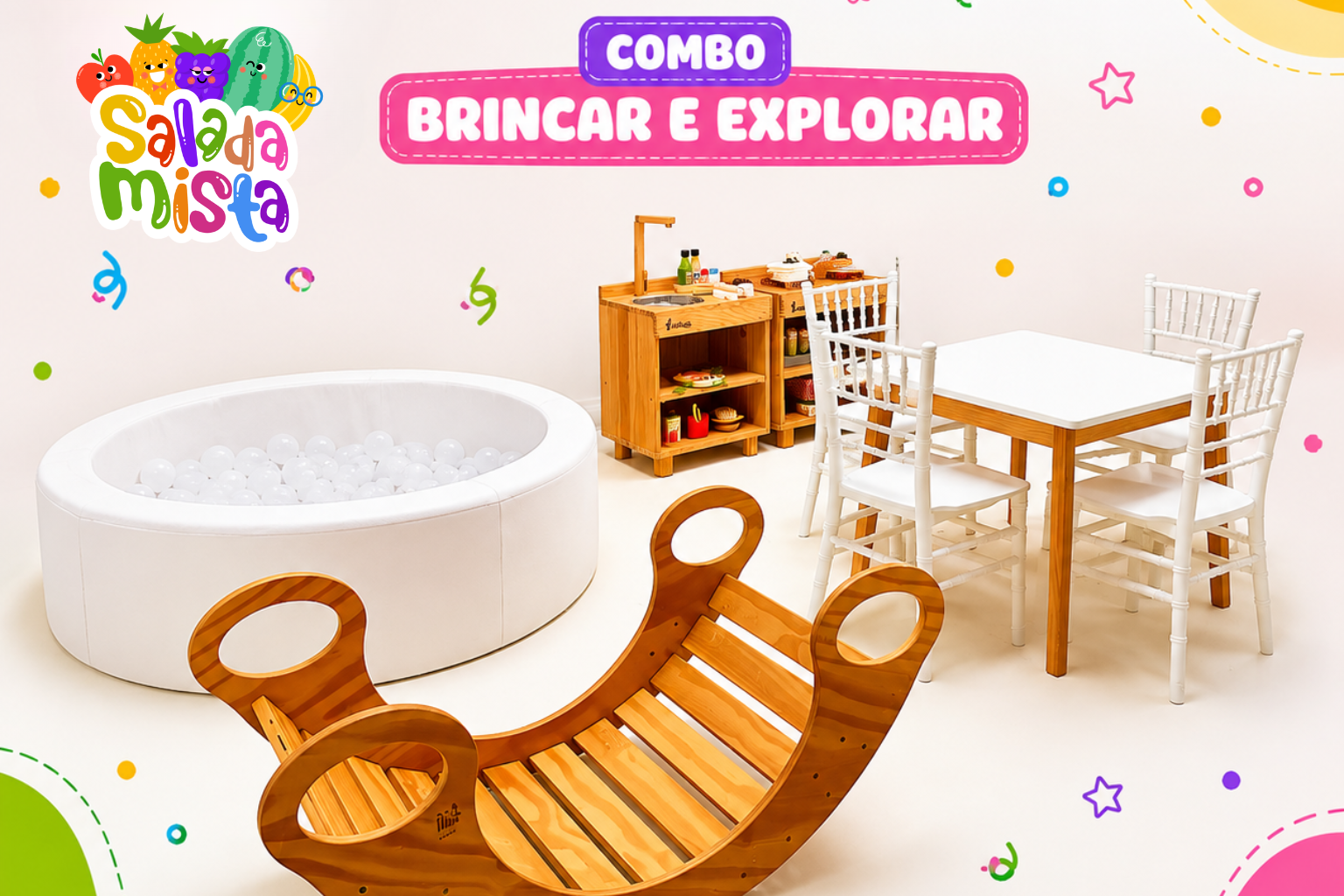 Combo Brincar e Explorar de espaço kids com brinquedos para eventos em Joinville